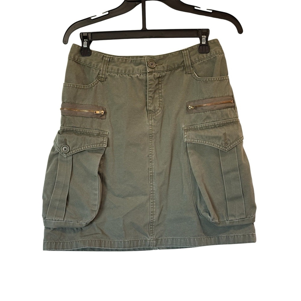 Y2K Missimo Olive Green Utility Mini Skirt Cargo‎ Style Size 7 Gorpcore